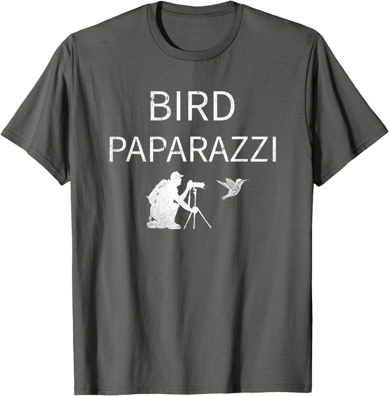 Birdwatching | Bird Photographer Gifts Unisex-Adults Black Short Sleeve T-Shirt Small Bird Photography T-Shirt - Asphalt Grey