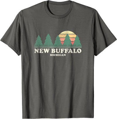 Cow New Buffalo Mi Vintage Throwback Retro 70s T-Shirt