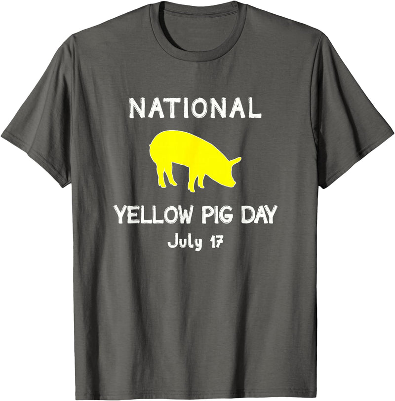 Porker Apparel Co National Yellow Pig Day T-Shirt - Asphalt Grey