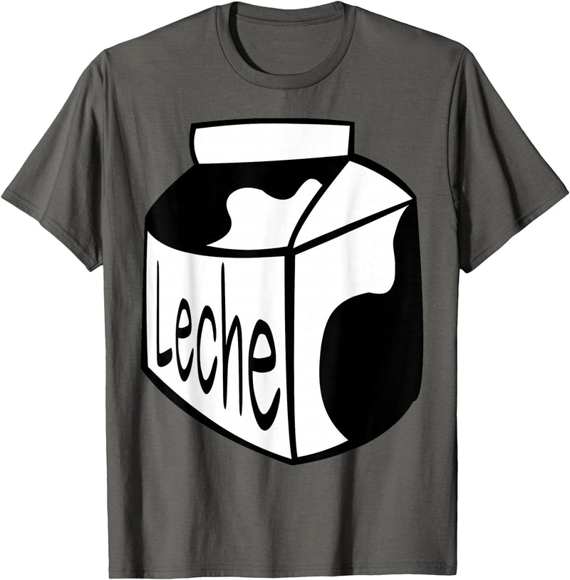 Clever Witty Milk Designs Leche Spanish Milk Carton Dairy Lover T-Shirt - Asphalt Grey