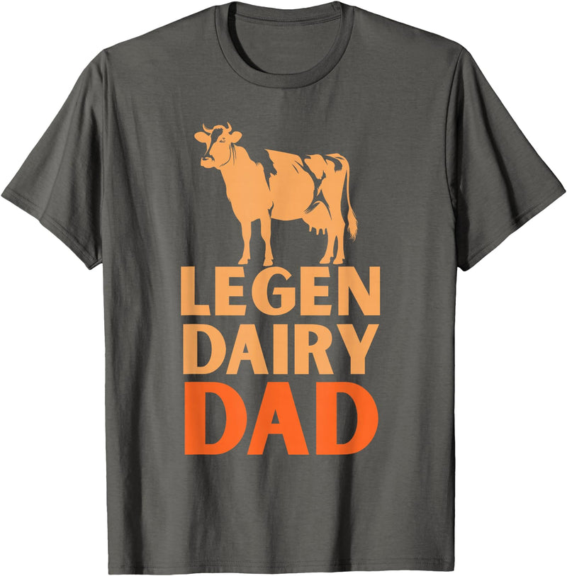 Cool Legendairy Cow For Dad Farming Tees Legen Dairy Dad Cow Vintage for Men Farmer Father's Day T-Shirt - Asphalt Grey