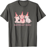 I Love Pigs Birthday Girl Happy Pig Lover T-Shirt - Asphalt Grey