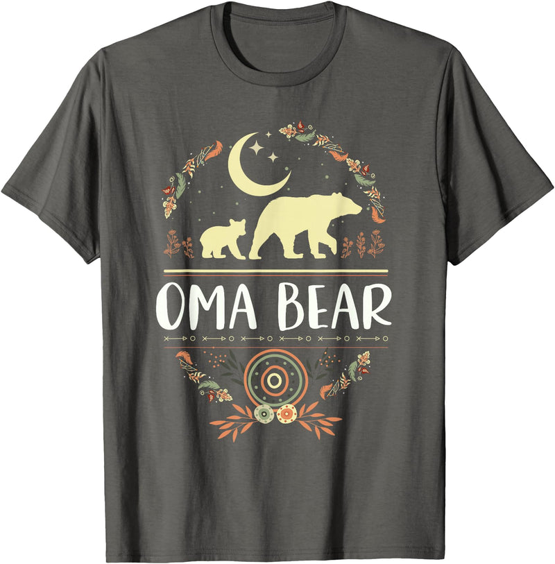 Matching Family Grandma Bear Boho by Foxio Grandma Bear Floral Family Fun Boho Bear T-Shirt - Asphalt Grey