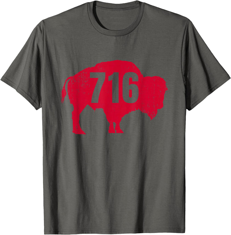 EmmaLoo Tees Buffalo New York BFLO B-Lo WNY Shirts 716 Area Code Buffalo New York BFLO WNY T-Shirt T-Shirt - Asphalt Grey