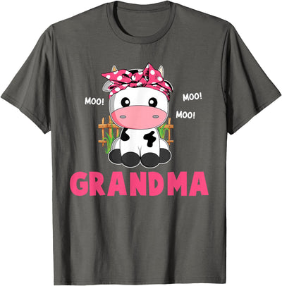 Funny Grandma Cow Cute Cow Farmer Birthday Matching Family T-Shirt