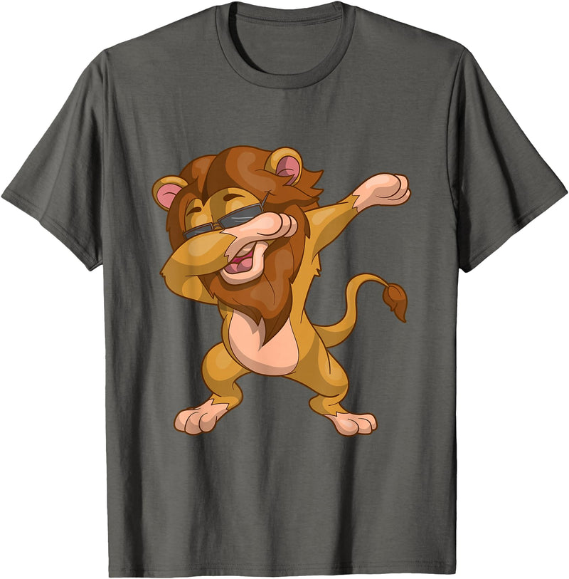 Lion Animal Gifts Funny Animal Gift Idea Polka Dot Cool Lion T-Shirt - Asphalt Grey