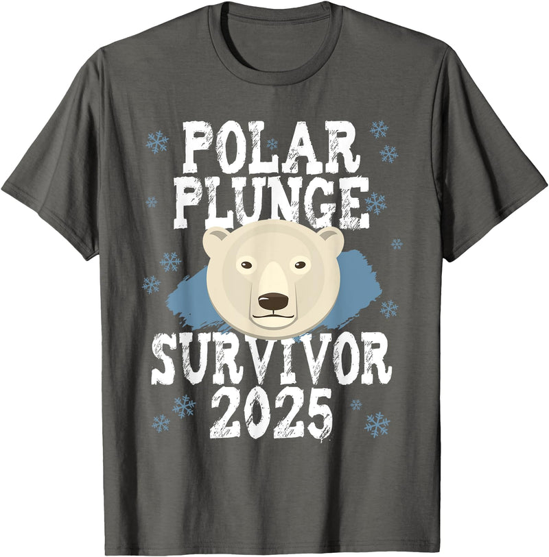 Take The Plunge Designs Unisex-Adult Black Polar Bear T-Shirt - Small - Short Sleeve - Crew Neck - Winter - 1 Count - Asphalt Grey