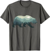 Outdoors Gift Ideas Camping Stuff Men Graphic Tees Misty Forest Bear Silhouette Wildlife Nature Lover T-Shirt - Asphalt Grey