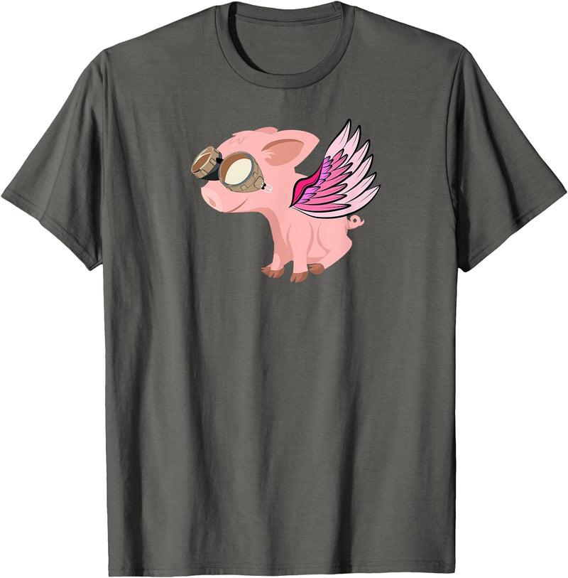 RWS235 When Pigs Fly, Flying Pig T-shirt T-Shirt - Asphalt Grey