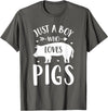 Shirtbooth: Animal Lovers Just a Boy Who Loves Pigs Farmer Gift For Pig Lover T-Shirt - Asphalt Grey