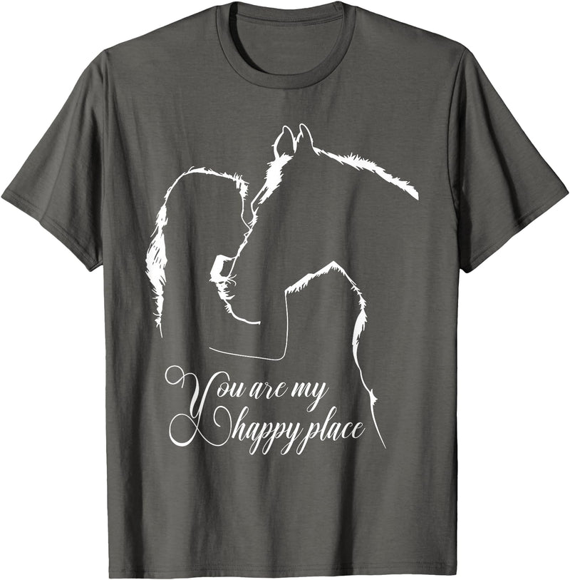 horseslover004 You are my happy place - Horses Lovers T-Shirt - Asphalt Grey