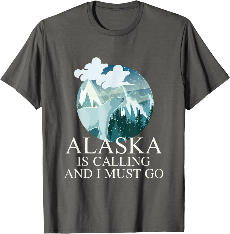 Selena's things Alaska Polar Bear Alaska Is Calling And I Must Go T-Shirt - Asphalt Grey