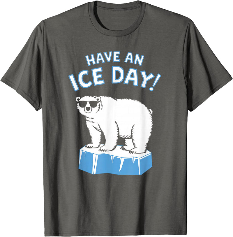 Christmas Happy Fam2024 Funny Polar Bear Have An Ice Day Snow Boys Girls Kids T-Shirt - Asphalt Grey