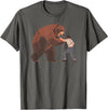 Outdoor lover funny outfits Bear Challenge - Funny Man Against Wild Bear Fighting T-Shirt - Asphalt Grey