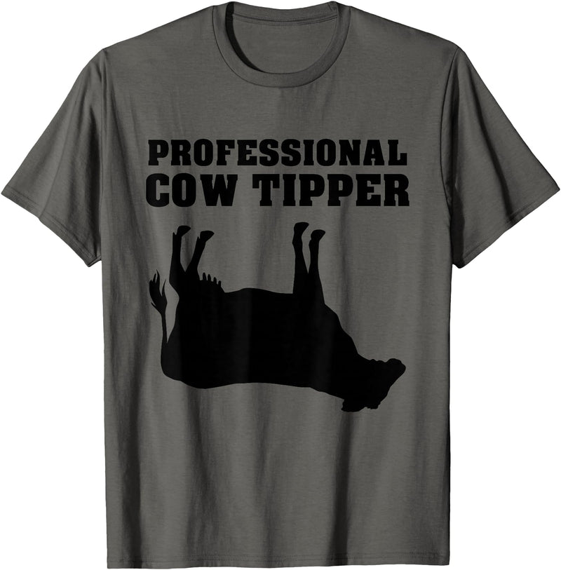 Cow Tipping Apparel Professional Cow Tipper - Cow Tipping T-Shirt - Asphalt Grey