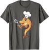 Cool Fish Character Apparel & Co. Fish Chef Fishing and Cooking T-Shirt - Asphalt Grey