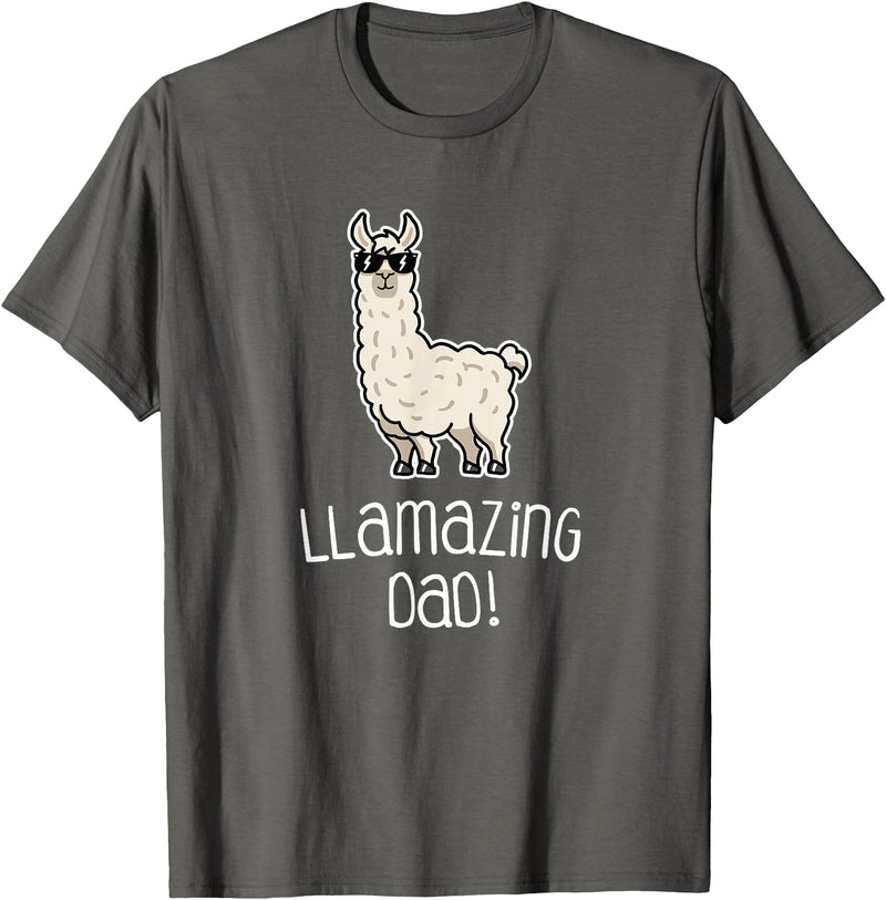 Llama Apparel Co. Dad T Shirt Llamazing Llama Father Funny Family Cool Gifts T-Shirt - Asphalt Grey