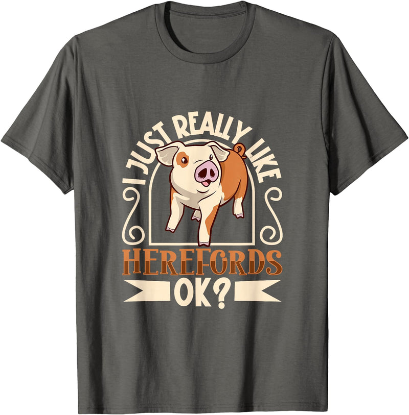 Creative Hereford Pig Designs I Love My Hereford Pig T-Shirt - Asphalt Grey