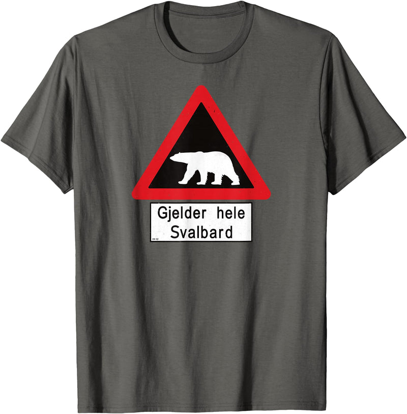 Svalbard T-Shirt Co. Svalbard T Shirt Polar Bear Sign Gjelder hele Norway T-Shirt T-Shirt - Asphalt Grey