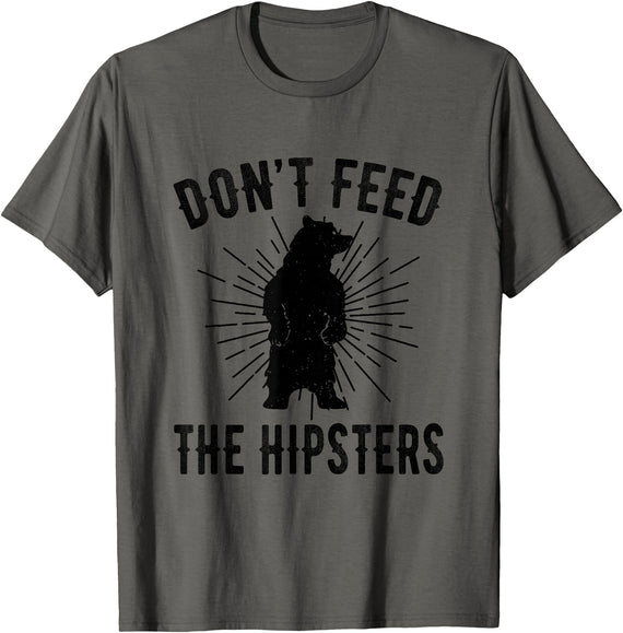 Funny Trendy Tee Shirts Apparel Don't Feed The Hipsters - Bear T-Shirt T-Shirt - Asphalt Grey