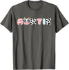 Cow Matching Family Outfit Costume Apparel Auntie Girl Birthday Matching Family Cow Farm Animal Aunt T-Shirt - Asphalt Grey