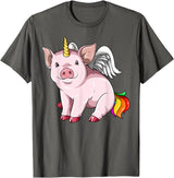 UnicornBreak Co. Piggycorn Pig Unicorn Pig Lovers T-Shirt - Asphalt Grey