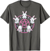 Bunny Rabbit Pentacle Pentagram Pink Pastel Goth Dark Humor T-Shirt in Asphalt Grey