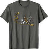 Cute Medieval Rabbits Lover Bunny Graphic T-Shirt in Asphalt Grey