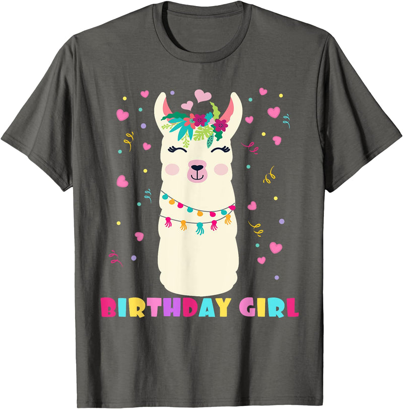 Llamazing Birthday Party Outfit Llama Lovers Birthday Girl Cute Llama Alpaca Kids Llamazing T-Shirt - Asphalt Grey