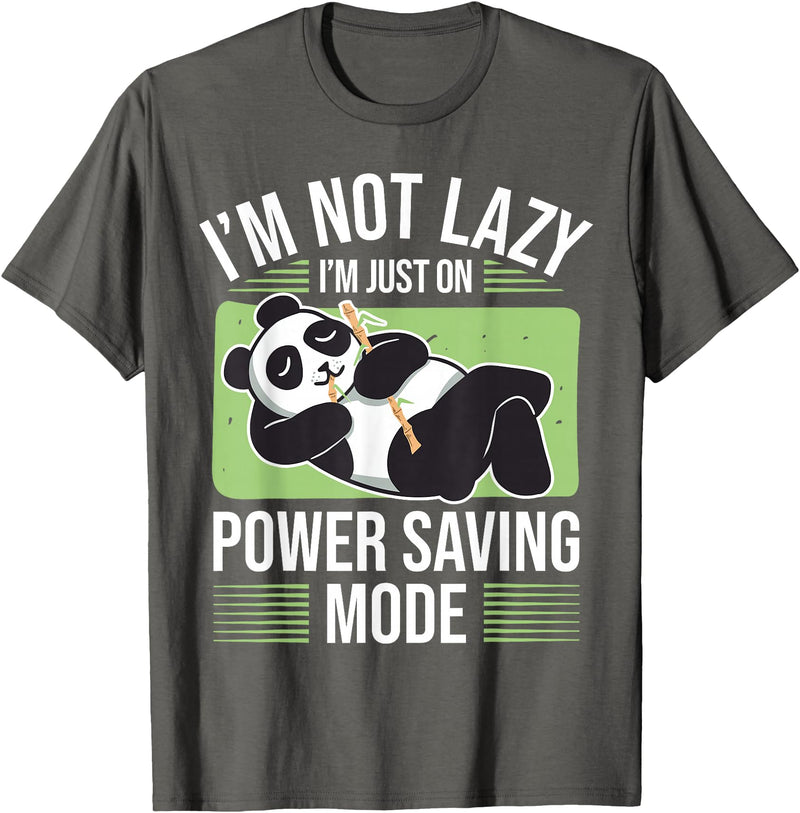 Cute Panda Gifts Panda Bear - Power Saving Mode - Panda T-Shirt - Asphalt Grey