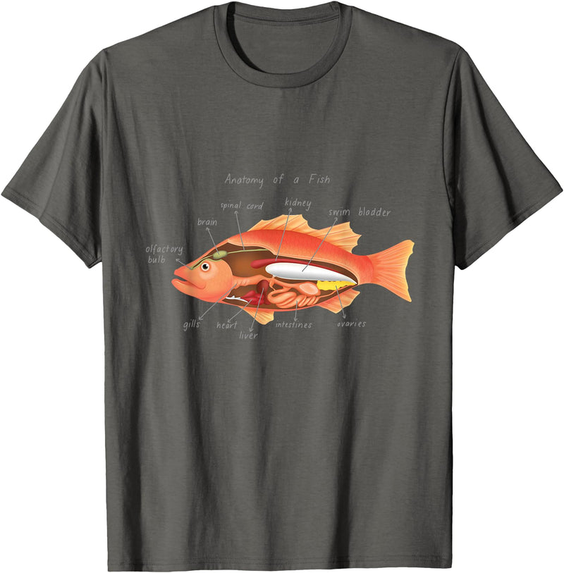 Anatomy of Fish T-Shirt - Asphalt Grey