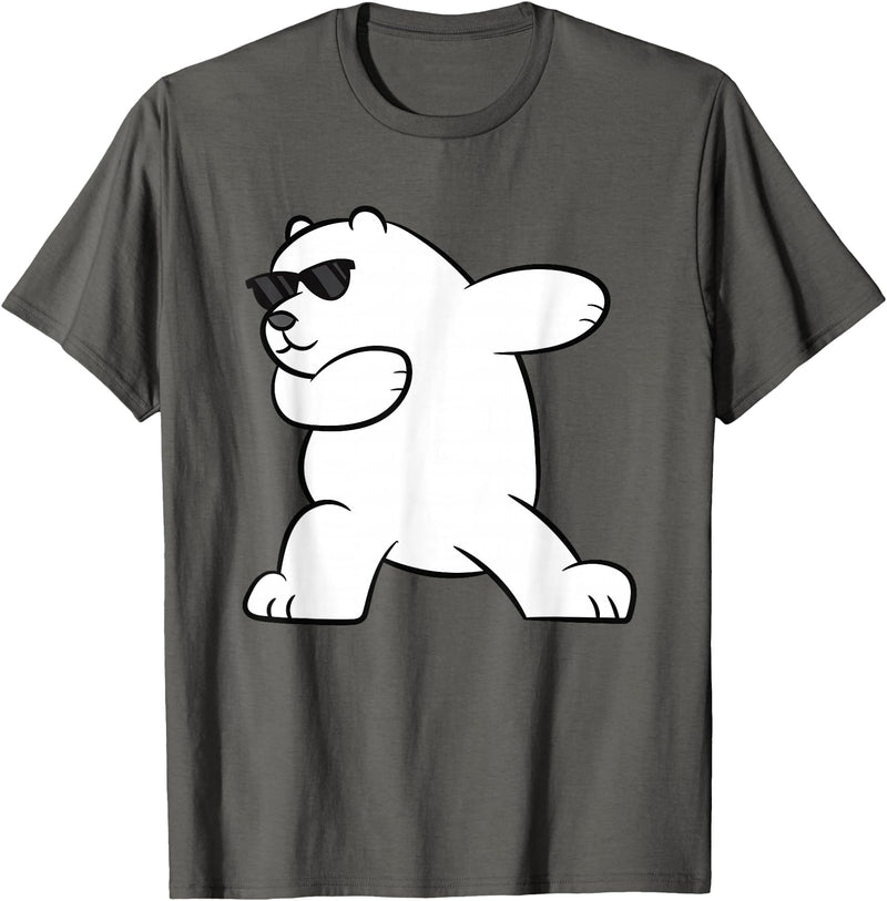 Arctic Polar Bear Tees And Gifts Ice Bear Dabbing Arctic Cute Dabbing Polar Bear T-Shirt - Asphalt Grey