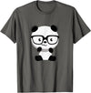 My Shirt Hub Cute Little Bear Panda Nerd with Glasses T-Shirt - Asphalt Grey