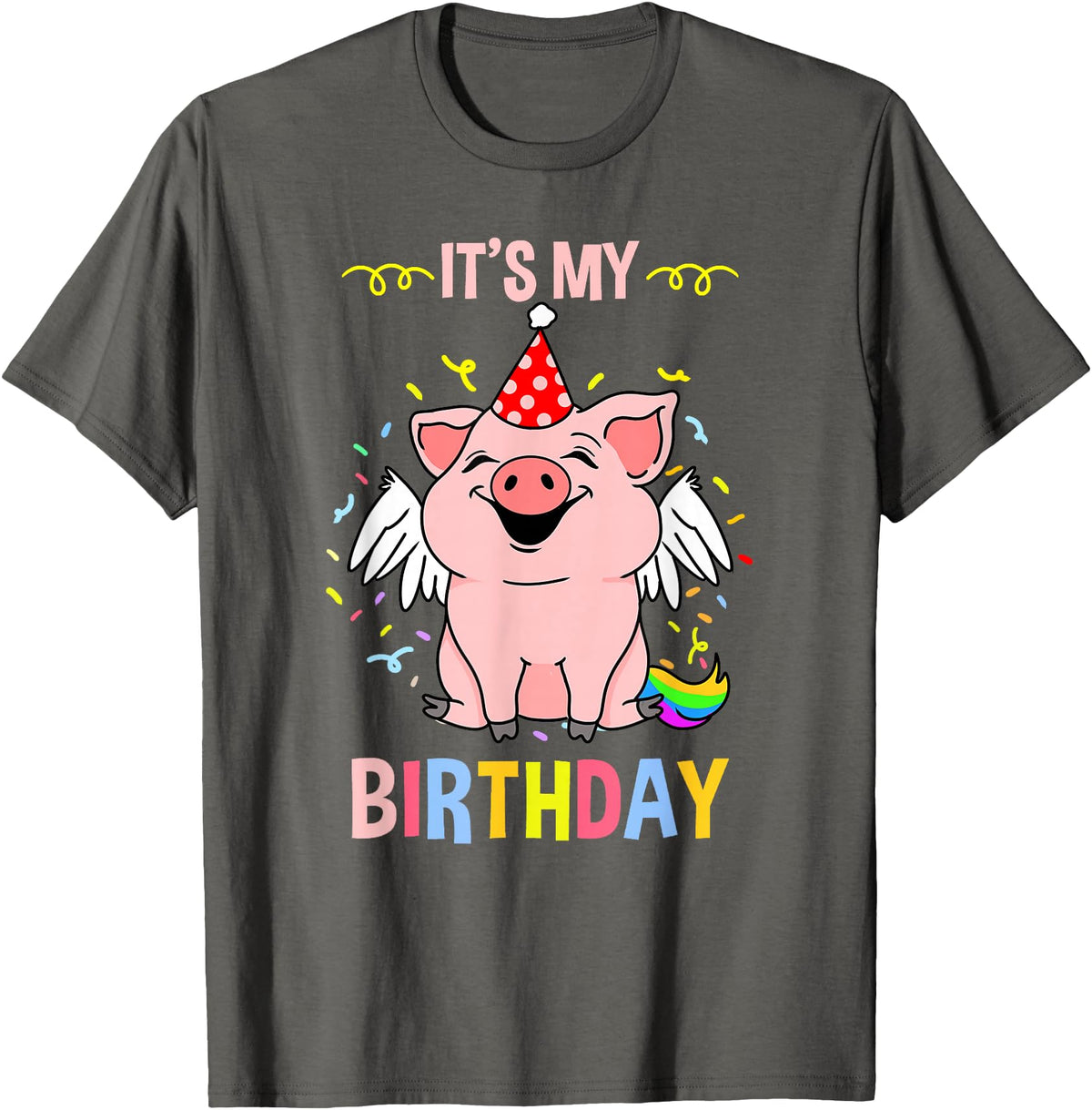 Its My Birthday Pig T-Shirt - Asphalt Grey