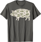 Pig & Pork Butcher Diagram Tees Pig & Pork Butcher Diagram Bacon Lover - T-shirt T-Shirt - Asphalt Grey