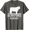 Farm and Hereford Cow for Men and Cattle Clothing Hereford Rancher - Hereford Cow For Cattle Farmer T-Shirt - Asphalt Grey