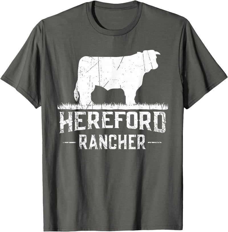 Farm and Hereford Cow for Men and Cattle Clothing Hereford Rancher - Hereford Cow For Cattle Farmer T-Shirt - Asphalt Grey