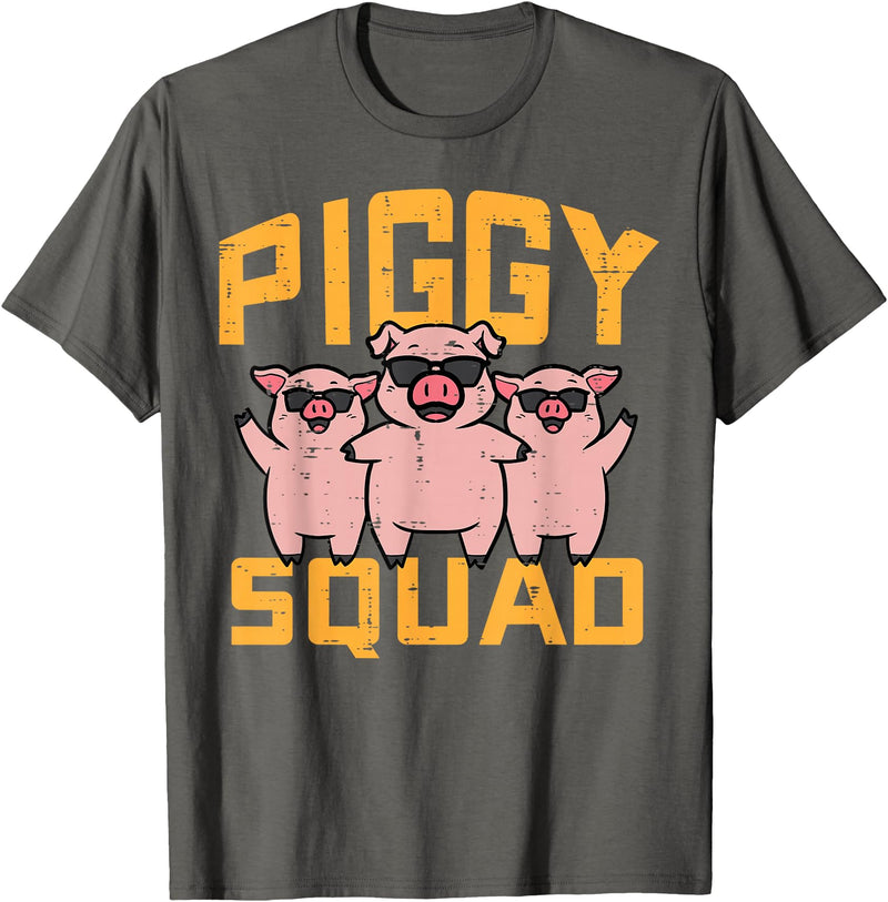 Pig Lover Shirts For Men Women Kids Pig Lover Piggy Squad Hog Farmer Crew Swine Women Men Kids T-Shirt - Asphalt Grey