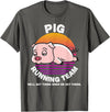 Running Shirts by CrushRetro Funny Farm Pig Running Team Shirt Kids Men Women Gift T-Shirt - Asphalt Grey