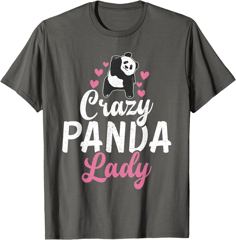 Panda Gifts and Acessories Crazy Panda Lady Panda Bear Lover T-Shirt - Asphalt Grey