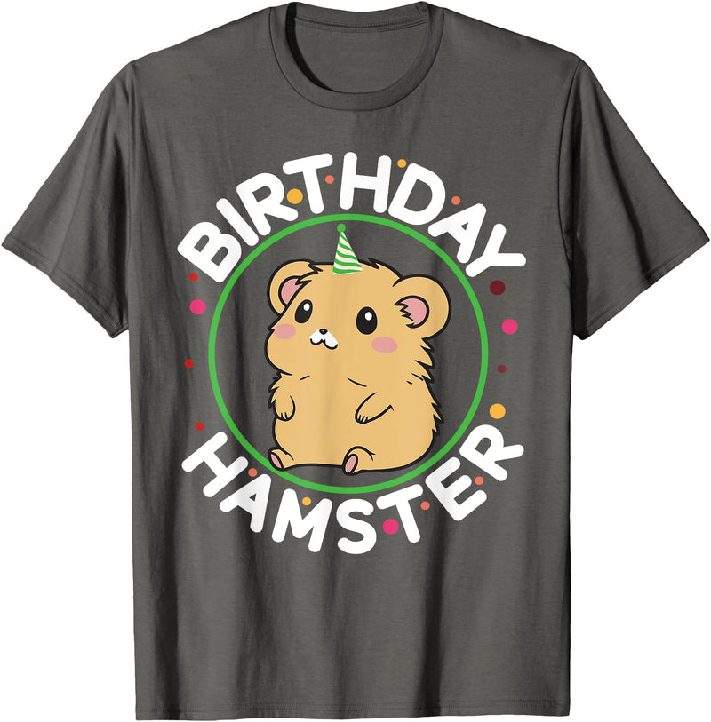 Unisex-Kids Hamster Birthday Party Birthday Hamster T-Shirt - Asphalt Grey