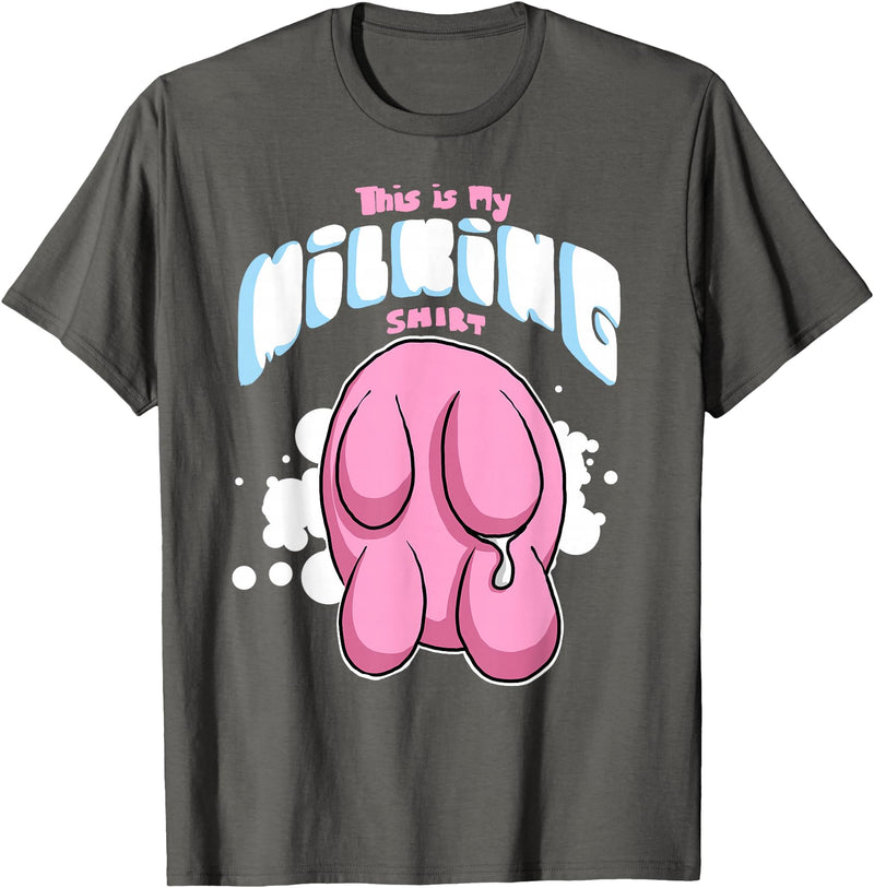 Eliaac Funny Dairy Farmers Milking Cows Womens This is My Milking Top Dairy Farming Cows Udders T-Shirt - Asphalt Grey