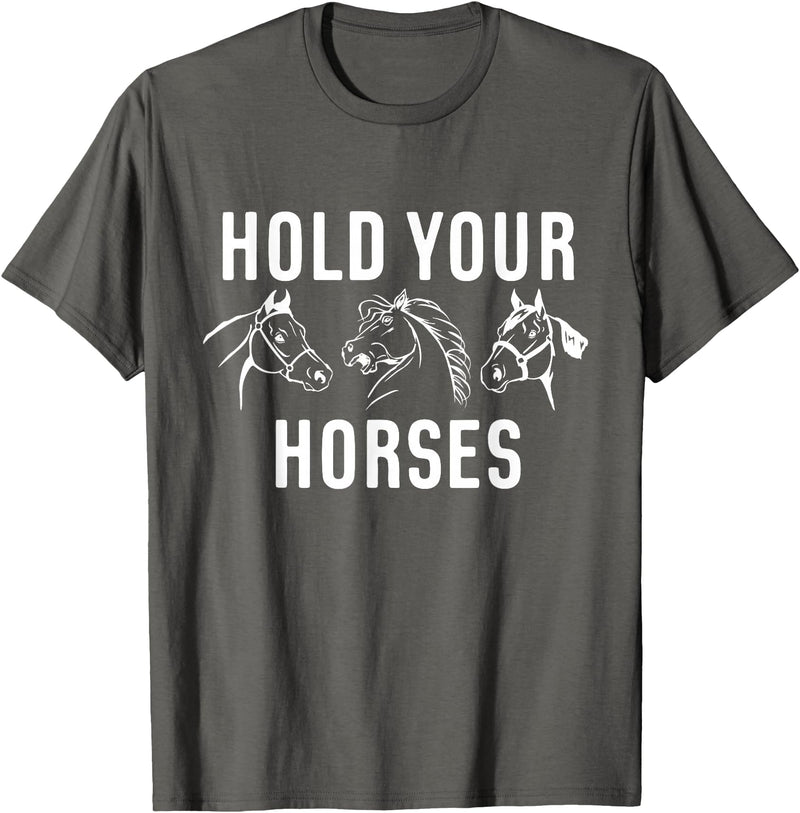 Horse Race Party Gifts 2.1 Hold Your Horses Horse Race T-Shirt - Asphalt Grey