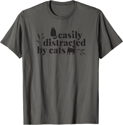 Threadrock Easily Distracted by Cats Funny Cat Lover T-Shirt