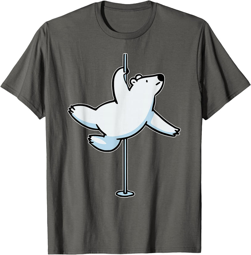 Fun Polar Bear Lover Humor Bear Dancer Stylish Tee Funny Polar Bear Pole Dancer Animal Cute Cool Dancing Joke T-Shirt - Asphalt Grey