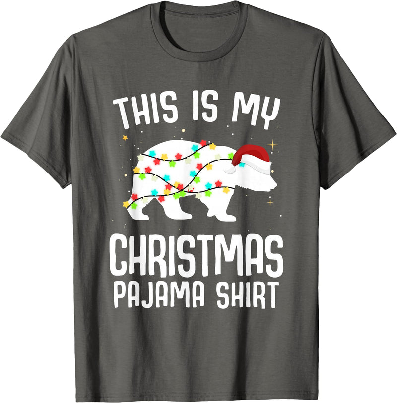 Funny Polar Bears Family Matching Wear Tees Polar Bear Christmas Pajama Santa Bear Lover T-Shirt - Asphalt Grey