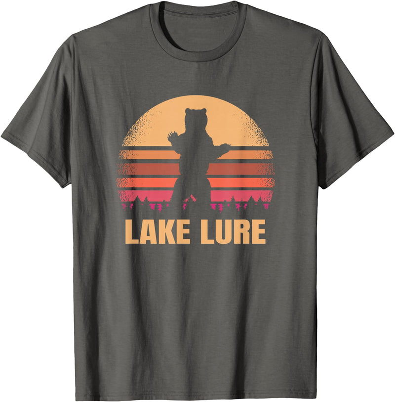 Lake Lure North Carolina Vintage NC Retro 80s Co. Lake Lure North Carolina Vintage Bear NC Distressed 80s T-Shirt - Asphalt Grey