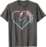 Horse Girl Designs Women I Love My Horses Riding Heart With Horse Head For Horseback Riding Horse T-Shirt - Asphalt Grey