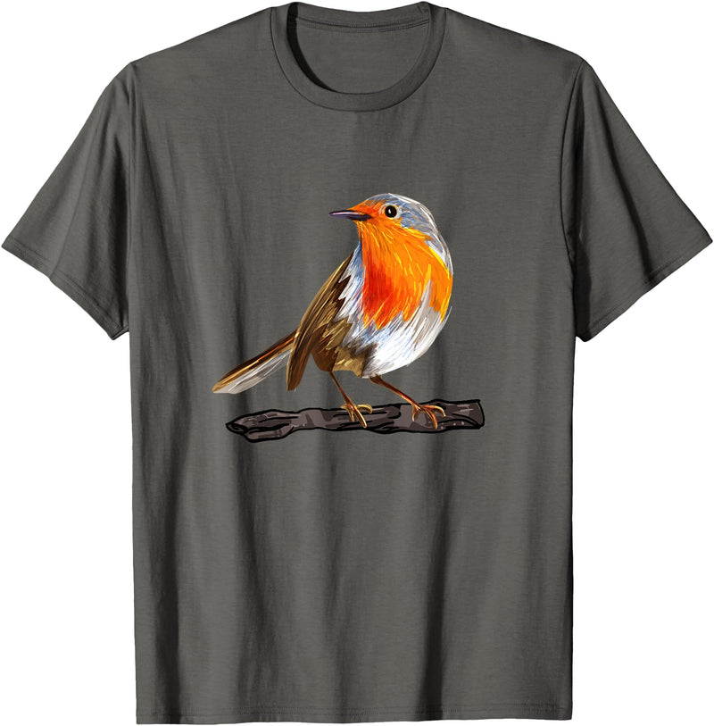 Robin Bird Ornithology Nerd Birding Watcher Robin Bird T-Shirt - Asphalt Grey