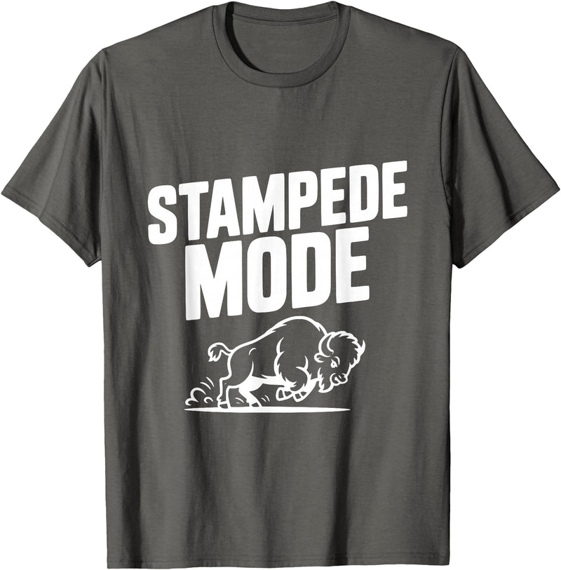 Fraxoweb Stampede Mode Buffalo for Animal Lovers T-Shirt - Asphalt Grey